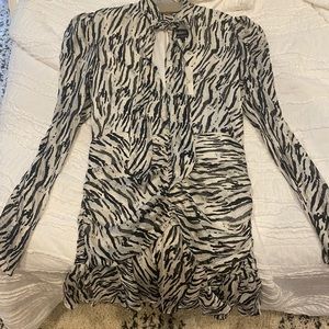 Bardot long sleeved zebra print dress